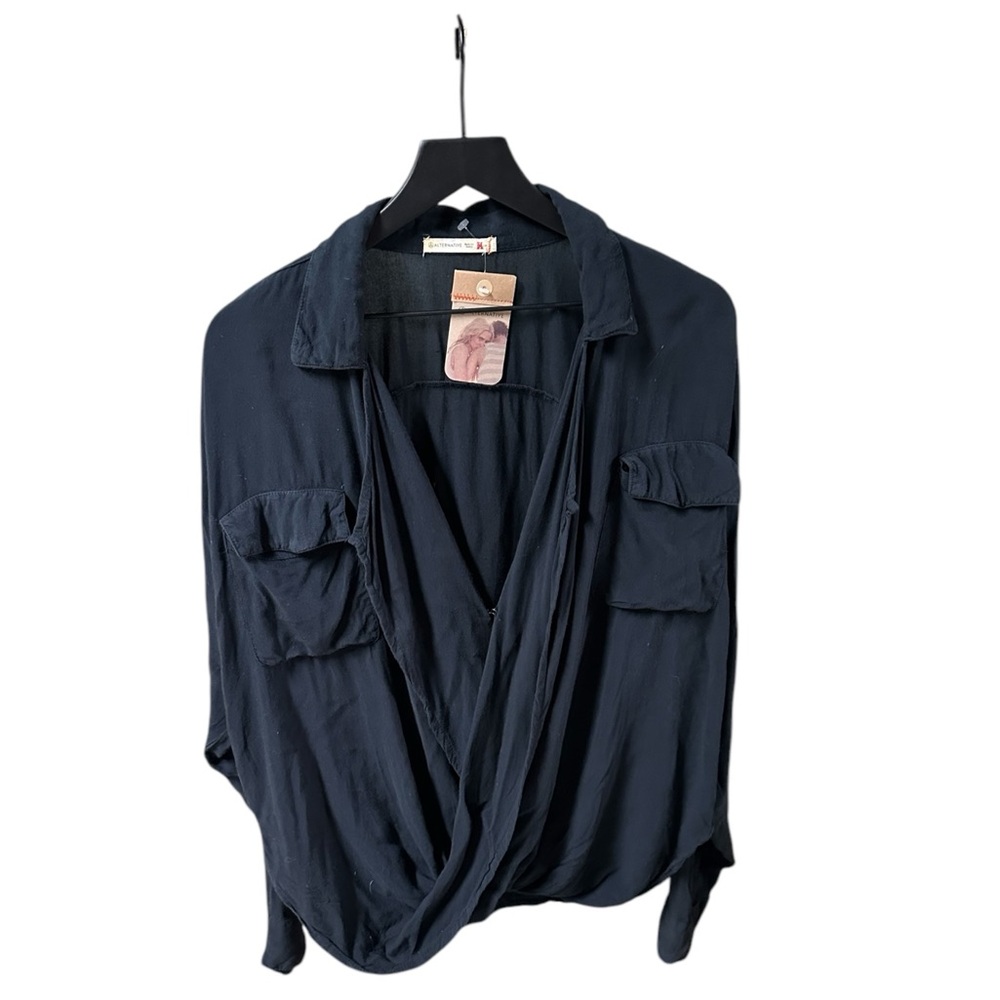 Alternative | Criss Cross Oversized Drop Sleeve Shirt/Cardigan | Size M | Black